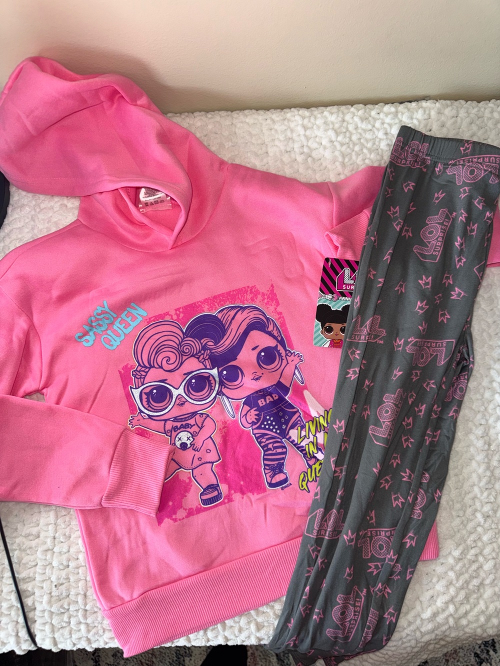 L.O.L. Surprise! Pink Hoodie & Gray Pink Logo Leggings Kids Matching Set